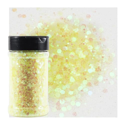 GZMAYUEN Jaune Paillettes Holographiques - 100g Paillettes Ongles Nail Art Décoration, Cheveux, Maquillage, Cartes, Papier, Fêtes, Travaux Manuels