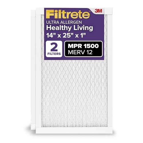 Image of Filtrete Healthy Living Ultra Allergen Reduction HVAC Air Filter, Guaranteed Airflow up to 90 days, MPR 1500, 14 x 25 x 1-Inches, 2-Pack