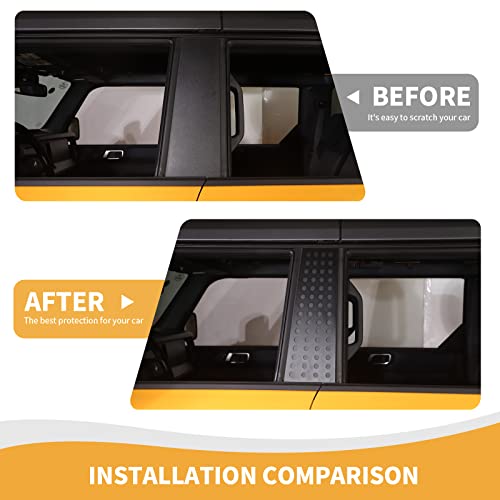 Image of RAZPOY for Bronco B Pillar Post Panel Cover, Rear Door Window Decal Compatible with 2021 2022 Ford Bronco Exterior Accessories 4-Door, Aluminum Alloy