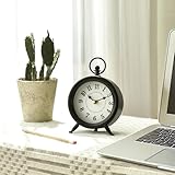 EMAX HOME Small Black Desk and Shelf Clock, 4.7*7.3 Inch Retro Elegant Tabletop Clock with Glass Cover, Silent...