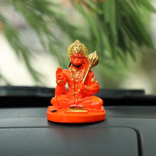Estatua de Lord Hanuman color naranja 8 cm miniatura 3