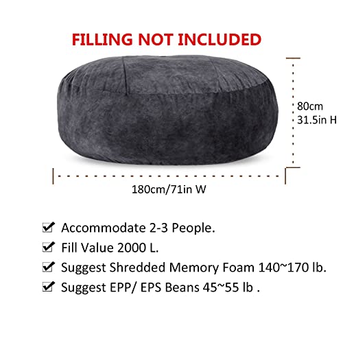 Gqzggxx Bean Bag Chair Cover, Durable Comfortable Chair Pv Fur Bean Bag Sofas Faux Fur Sofa Living Room Sofa Bed Large Bean Bag Chairs For Adults (No Filler,Cover Only) 6Ft Brown #TOP2