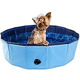 Foldable Pet Bathtub for Small Dogs & Kids - 31.5 x 7.87 Inch Hard Plastic Collapsible Kiddie Pool - Indoor/Outdoor Versatile Tub for Bathing