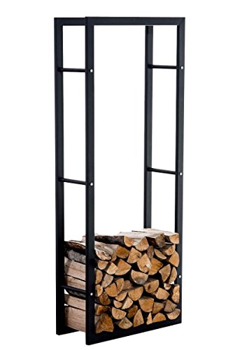 CLP Porte-Bûches pour Bois De Cheminée Keri V3 I Etagère Porte-Bûches Moderne en Métal Noir Mat I Support Bois De Cheminée Design, Taille:25x60x150 cm
