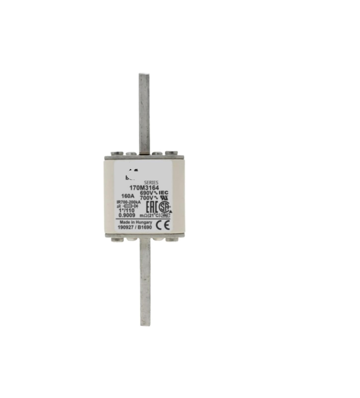 Fusible 170M3164 blocage des courts-circuits pour armoire électrique triphasée
