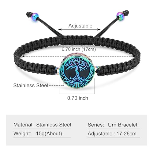 shajwo Cremation Jewelry Tree of Life Urn Bracelet for Ashes for Women Men Adjustable Memorial Keepsake Rope Bracelet2