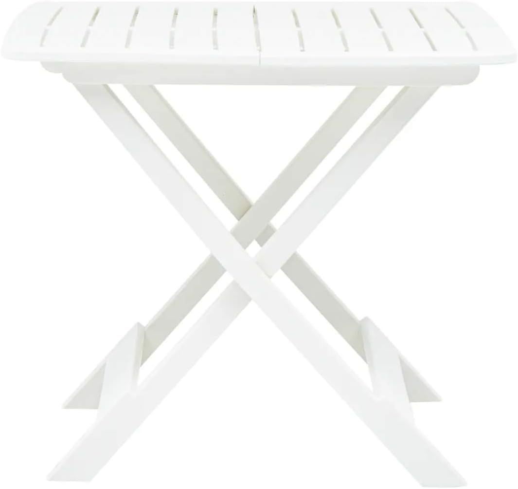 Tomaino - Table en plastique pliable pour intérieur et extérieur - Table de jardin effet bois 79 x 72 cm (blanc)