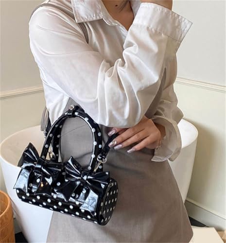 Polka Dot Crossbody Bags for Women Round Boston Bag Glossy Purses for Women Satchel Handbag Cute Mini Bucket Bag 2025 Trendy3