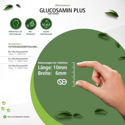 Vetipur Glucosamin Plus - Gelenktabletten - 90 Tabletten - Futterergänzung für Hunde - Glucosamin + Chondroitin + MSM + Vitamin C & Vitamin E