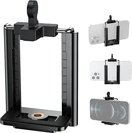 Aternal Tripod Phone Mount 1/4" Screw Adapter for iPhone 14 13 12 11 Pro Max XS X Samsung Huawei Cell Phones, Adjustable Smartphone Holder Clip Clamp for Tripod Selfie Stick Camera Stand and monopond