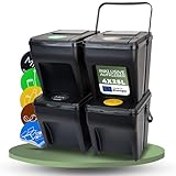 Novaliv Mülltrennsystem Set - 4x 25L Mülleimer Trennsystem - Mülleimer 4 Fächer - Mülltrennsysteme stapelbar - Mülltrennung Recycling Behälter - Abfalltrennsystem - Müll Organizer Müllsortierer