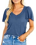Chang Yun Shirts for women V Neck Womens Summer Tops Ruffle Short Sleeve Casual Loose Basic T shirts