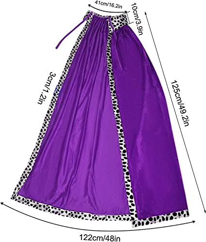 jerbro King's Robe Queen Coat Velvet Coat Costume + Crown King Queen for Women Men Halloween Adults Theme Party Theatre Fancy Dress Cosplay Carnival Fancy Dress Accessories (Purple - Image 2