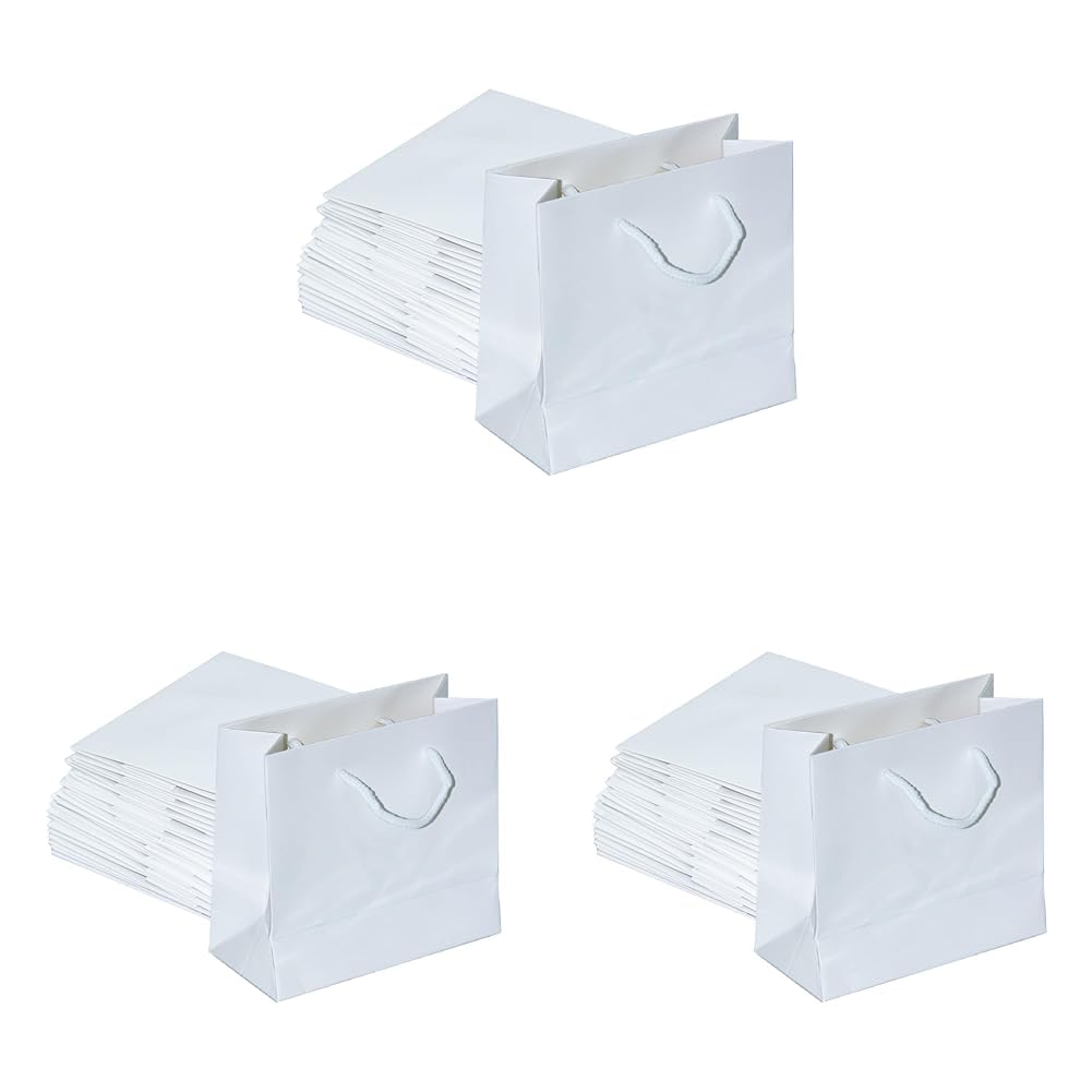 Paper Gift Bags 12 Pieces Set, Eco-friendly Paper Bags, With Handles Bulk, Paper Bags, Shopping Bags, Kraft Bags, Retail Bags, Party Bags 15x14x7Cm, Color White