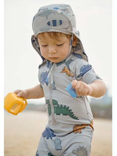 Image of Boys One Piece Swimsuit Whale Dolphin Bathing Suit Zipper Rash Guard Kid Short Sleeve Swimwear Shark Beach Wear UPF50+