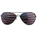 Super Z Outlet American USA Flag Design Metal Frame Aviator Unisex Sunglasses with Print Patterned Lens for Sun Protection, Driving, Eye Wear (Black)