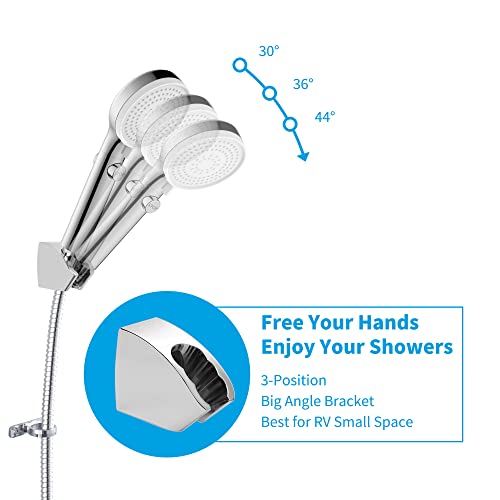 Rv Shower Head With Hose And On Off Switch, Camper Water Saving And High Pressure Shower Head With Hose For Rv, Camper, Van, Travel Trailer, Motorhome And Boat, White And Chrome Finish #TOP3