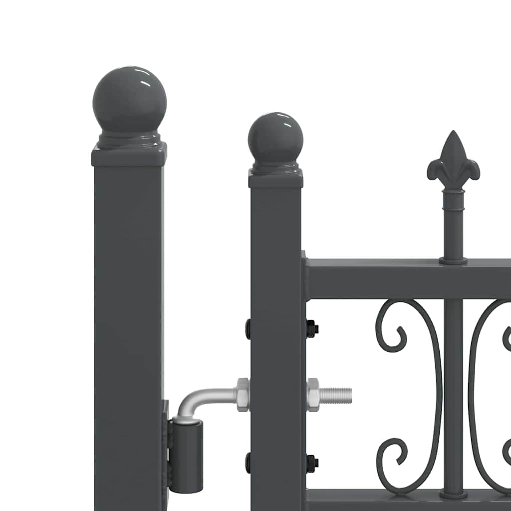 IKAYAA Cancello Doppio con Punte a Lancia Cancelletto Giardino Cancello per Recinzione Cancello Pedonale Privacy con Serratura e Chiavi Ingresso Pedonale in Acciaio-Grigio-305 x 100 cm