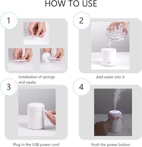 Image of 300ml Essential Oil Diffuser & Humidifier - Ultrasonic Cool Mist with Quiet Operation, LED Lights - Aromatherapy Air Freshener for Home, Office, Car(Colours May Vary)