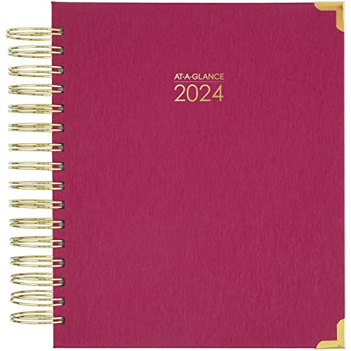 AT-A-GLANCE 2024 Daily & Monthly Planner, 7' x 8-3/4', Medium, Hardcover, Harmony, Berry (6099-806-59-24)