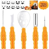 wokdsbl Halloween Kürbis Schnitzset, 16 Stück Kürbis Schnitzwerkzeuge aus Edelstahl mit Schablonen & Süßigkeitenschale, Wiederverwendbares Set für Kinder & Erwachsene
