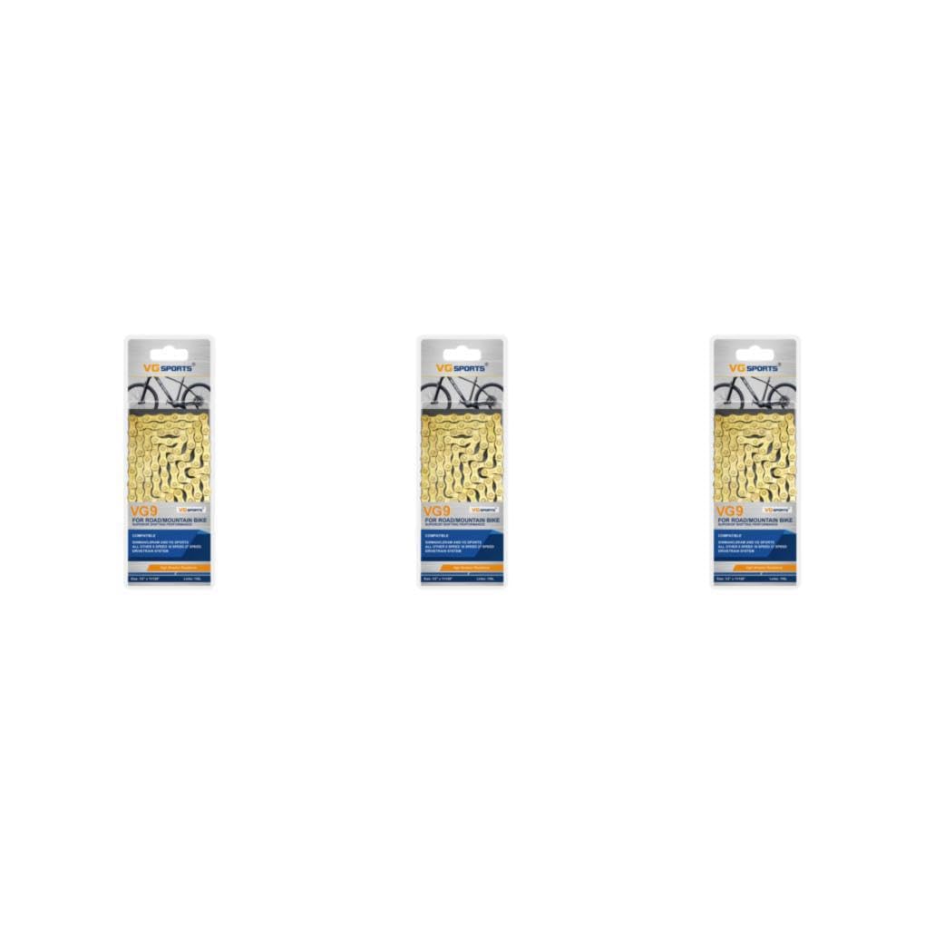 3 Set di Catena per bici facile da installare per mountain bike e bici da strada Catene per mountain bike robuste e durevoli in acciaio al carbonio Elegante oro 9 velocità