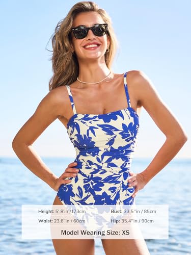 Image of CUPSHE Women Swimsuit One Piece Bathing Suit Square Neck Cutout Back Tummy Control with Adjustable Spaghetti Straps
