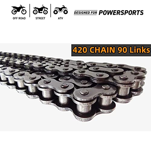 Image of Mini Bike Chain for Coleman Ct200u Ct200u-ex Bt200x Front and Rear Drive Chains and Chain Adjuste Accessories (#420 Chain 42 Link+#420 Chain 90 Link)