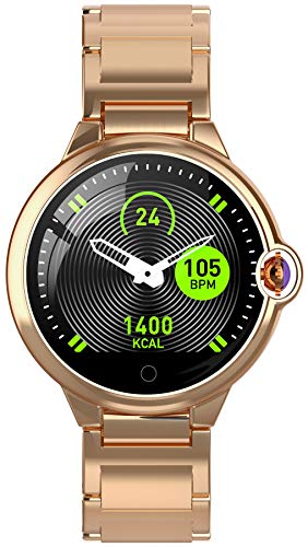 Smartwatch Fitness Tracker Multifunktionen Elegante Damenuhr Edelstahl Armband Schrittzähler Blutdruckmessung Frauen IOS Android