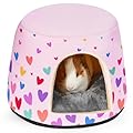 Hedgeink Guinea Pig Hideout 2 in 1 Rabbit Bed with Removable Pad Hamster House Washable Guinea Pig Cage Accessories for Bunny Hedgehog