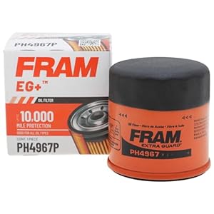 FRAM Extra Guard PH4967 – Filtro de aceite de motor giratorio con intervalo de repuesto de 10 mil millas para modelos de vehículos seleccionados, filtro de aceite de protección del motor del vehículo