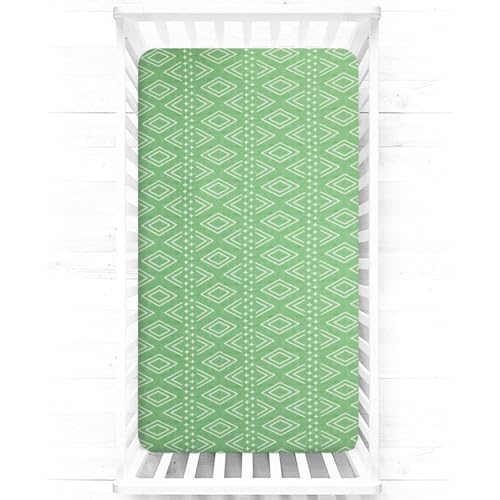 Image of TANOFAR Crib Sheets Fitted for Boys and Girls, Stretch Soft Baby Crib Fitted Sheet for 28x52 Inches Standard Size Crib and Toddler Mattress, Green