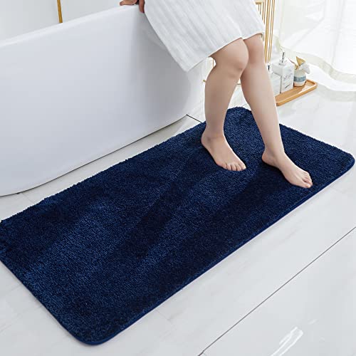 COSY HOMEER Navy Bath Rug 24x48 - Extra Thick Anti-Slip Shag