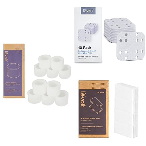 Image of LEVOIT 10 Pack Humidifier Replacement Filters, 10 Pack Absorption Pads and 16 Pack Aroma Pads