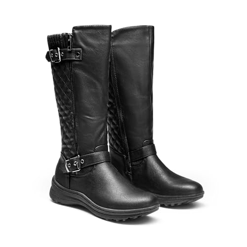 DREAM PAIRS Women's Faux Fur Knee High Boot Round Toe Fall Winter Boots4