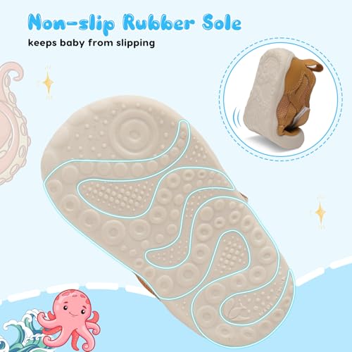 Image of Scurtain Baby Shoes Boy Girl First Walking Shoe Infant Crib Breathable Sneakers Lightweight Barefoot Shoes for Babies