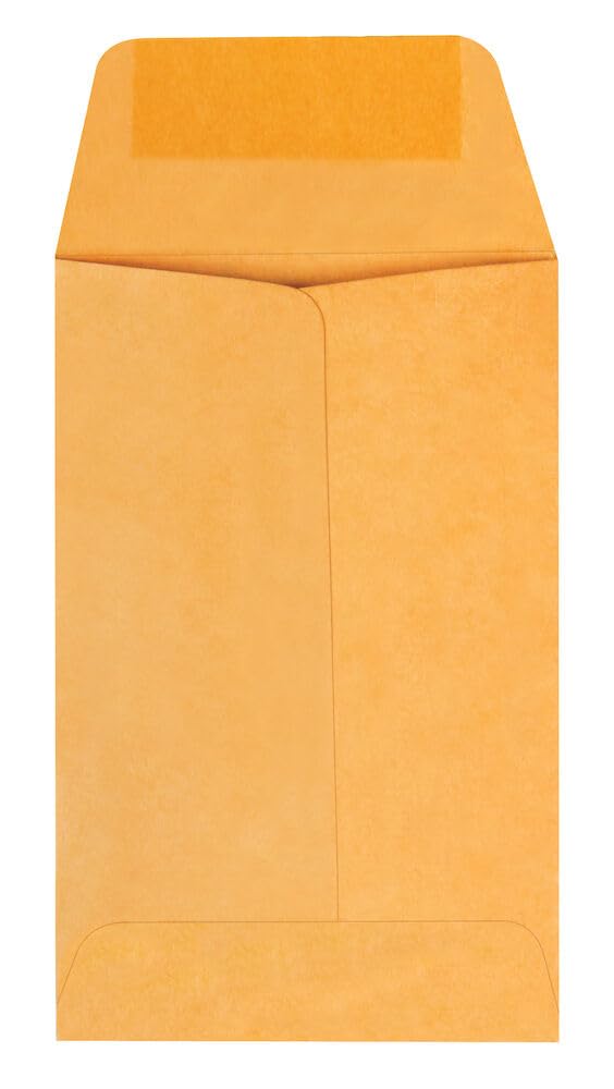Quality Park Lot de 500 enveloppes en papier kraft pour pièces de monnaie et petites pièces, 1, rabat carré, fermeture gommée, 2,25 x 3,5, kraft marron clair