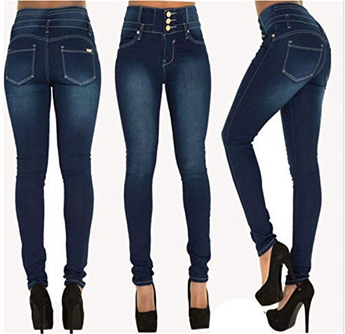 Andongnywell Ladies Elastic Waist Slim Soft Pencil Jeans Women's High Rise Pull-On Stretch Skinny Jeans4