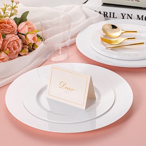 Nzvcn 50 Pcs 7.5" White Disposable Plastic Dessert Plates, Heavy-Duty Party Plates Round Dessert Plates Plastic Dinnerware For Wedding Party #TOP3