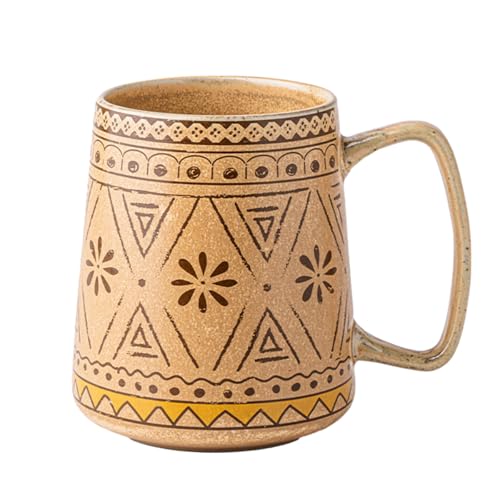 Taza de cerámica grande 24 oz con asa estilo bohemio miniatura 1
