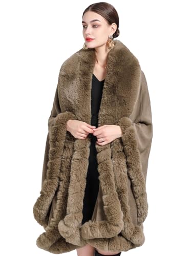 Faux Fur Shawls and Wraps Women 2026 Winter Knit Ponchos