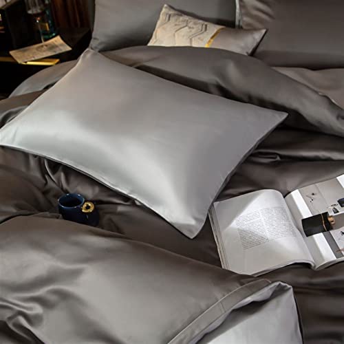 Walnut Egyptian Cotton Bedding Set Family Set Twin Queen Size Duvet Cover Bed Sheet And 2Pillow Shams Soft And Easy Care (Color : Gray, Size : Queen 200X230Cm 4Pcs) #TOP4