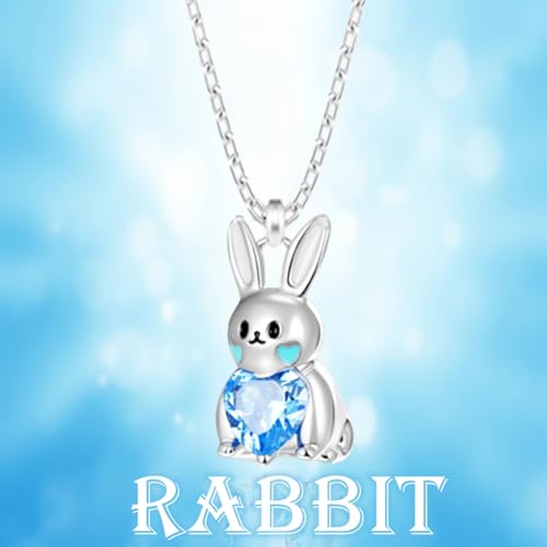Collier pendentif lapin bleu en cristal cadeau de naissance unique - 4