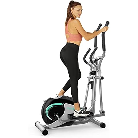 Dripex Crosstrainer für Zuhause (2023 aktualisiert), Ultraleises Ellipsentrainer mit 8 Widerstandsstufen, 6 kg Schwungrad, Pulsfrequenz, LCD Monitor, Gerätehalter, bis 120kg Kapazität Gewicht (Grün) Cover