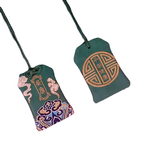Bolsa pequeña para talismán y amuleto brocada verde miniatura 1