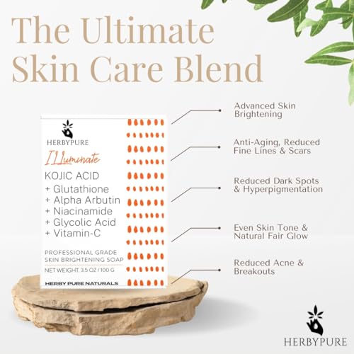 Image of Skin Brightening Soap | 1% Kojic Acid + 2.5% L-Glutathione + 1.5% Alpha-Arbutin Brightening Soap | For All Skin Types | Men & Women | Pack of 2 [200 Grams]