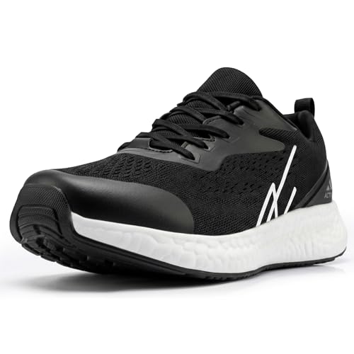 NY Threads Zapatillas de Correr para Hombre Cómodas y Ligeras Sneakers Casuales, 42, Negro/Blanco