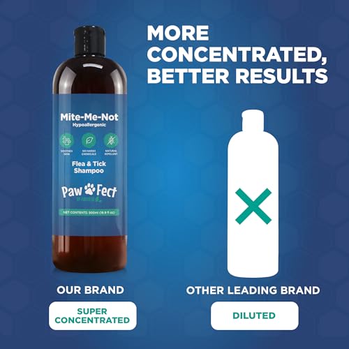 Image of Hypoallergenic Flea and Tick Relief 16.9oz Dog Shampoo for Sensitive Skin Mite Me Not Formula for Itchy and Dry Coats Deep Cleansing and Moisturizing Pet Wash for Dogs and Puppies 500ml
