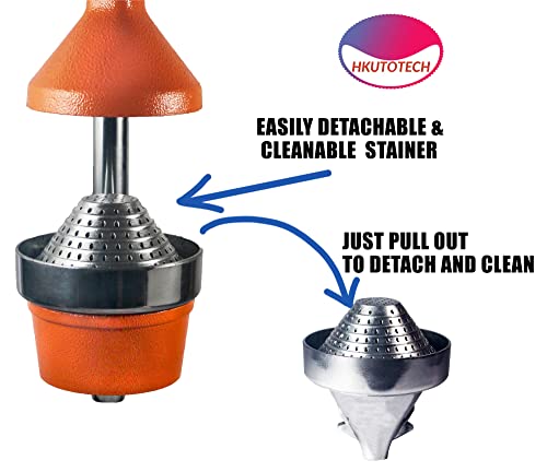 Image of Aluminium Hand Press Citrus Fruit Juicer, Manual Cold Press Juicer and Squeezer for Fruits and Vegetables - Big (Made in India) (orange color)