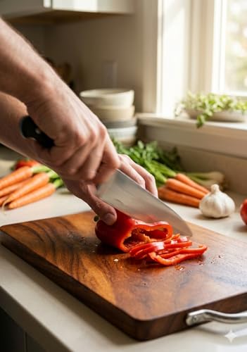 Image of Wooden Chopping Board for Kitchen, Acacia Wood Cutting Board, Solid Single Piece Wood, Heavy Duty for Vegetable, Meat & Fruit Cutting, Knife Friendly Natural Wood Kitchen Board (30x20x1.8 cm)